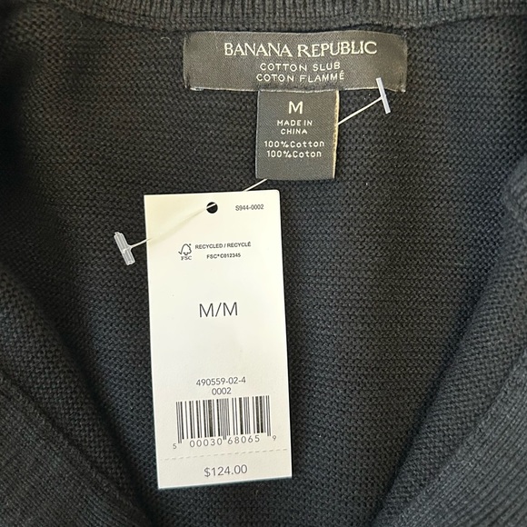 Banana Republic Men's Black Cardigan Cotton Sweater Jacket Size Medium NEW - Picture 10 of 14